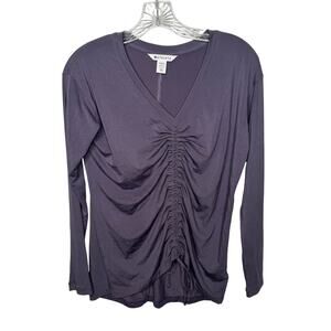 Athleta Crossover Ruched Top XXS Purple Long Sleeve V-Neck Stretch Yoga Lounge‎